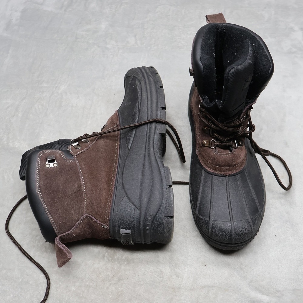 Totes Mens 12M Snow Boots Brown Glacier-Lace Waterproof Insulated Cold Weather